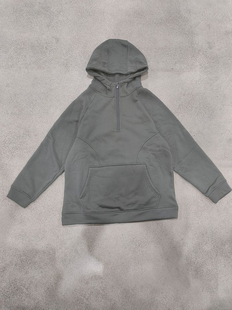 Felpa con cappuccio e cerniera foderata in pile da uomo - Pullover sportivo casual invernale con design a blocchi di colore (blu navy, nero, verde militare, grigio ferro)_voghion.com