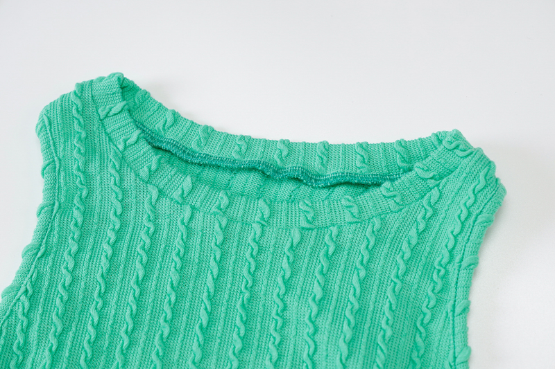 Abito girocollo senza maniche lavorato a maglia casual moda donna_voghion.com