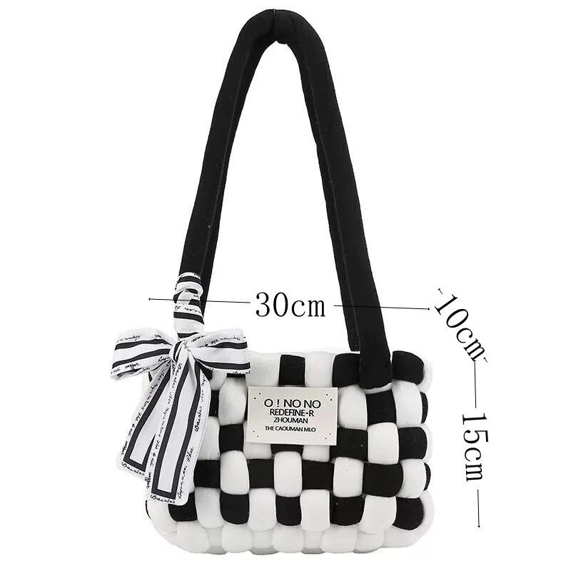 Schachbrett-Checker-Unterarm-DIY, handgewebt, selbstgemacht, kreatives Geschenk für Freundin, tragbare Umhängetasche_voghion.com