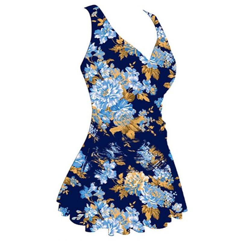 Traje de baño conservador de una pieza con estampado de cerezas para mujer, de talla grande, que cubre el vientre y adelgaza las aguas termales_voghion.com