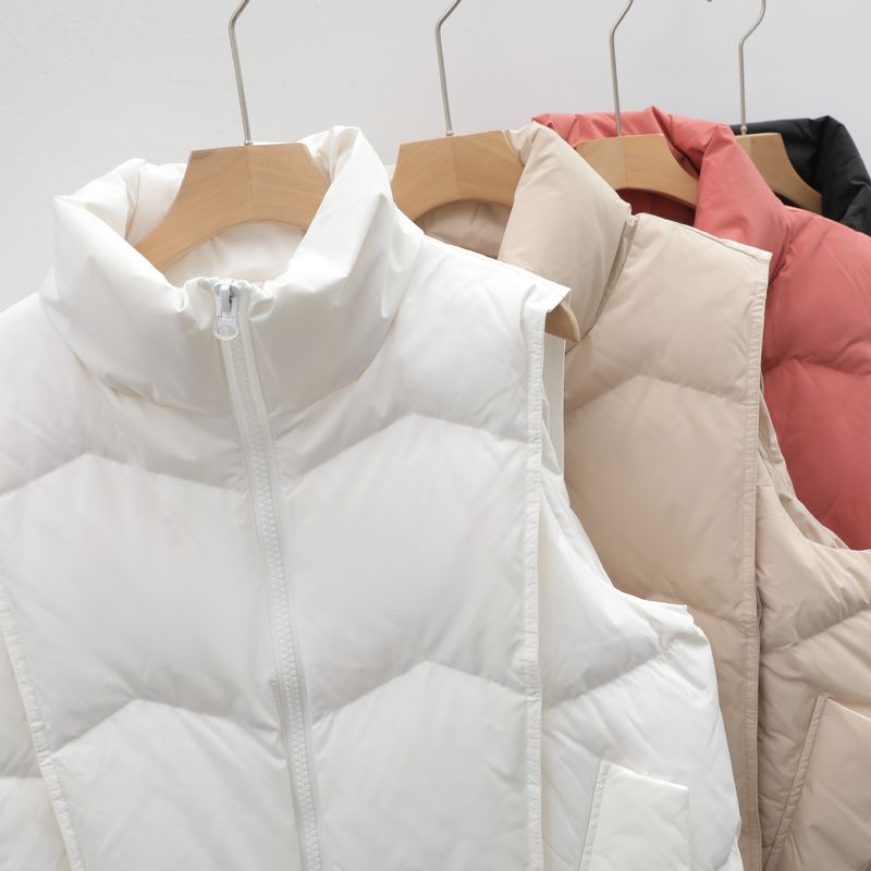 Gilet d'hiver Siyu 90 % pour femme, couleur unie, simple, motif ondulé, doudoune ample, courte, tendance_voghion.com
