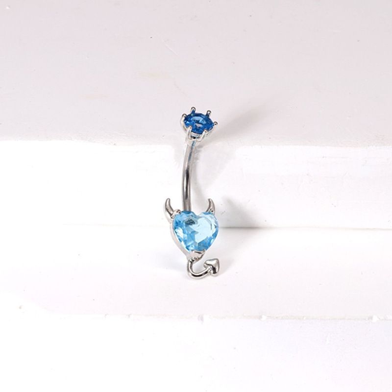 Piercing per ombelico leggero con design a forma di diavoletto e cuore a farfalla in acciaio inossidabile transfrontaliero_voghion.com