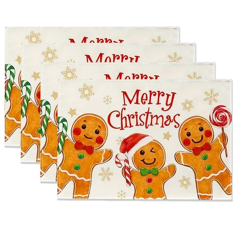 Heim & Garten Ming Guan Neuer innovativer Weihnachts-Lebkuchen-Tischläufer, Tischset, Leinen, bedruckt, für Wohnzimmer, Couchtisch, Esstisch, Dekoration_voghion.com