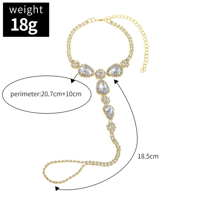 Lanjing New Sexy Rhinestone Full Finger Water Drop Beach Inlaid Accessories Anklet_voghion.com