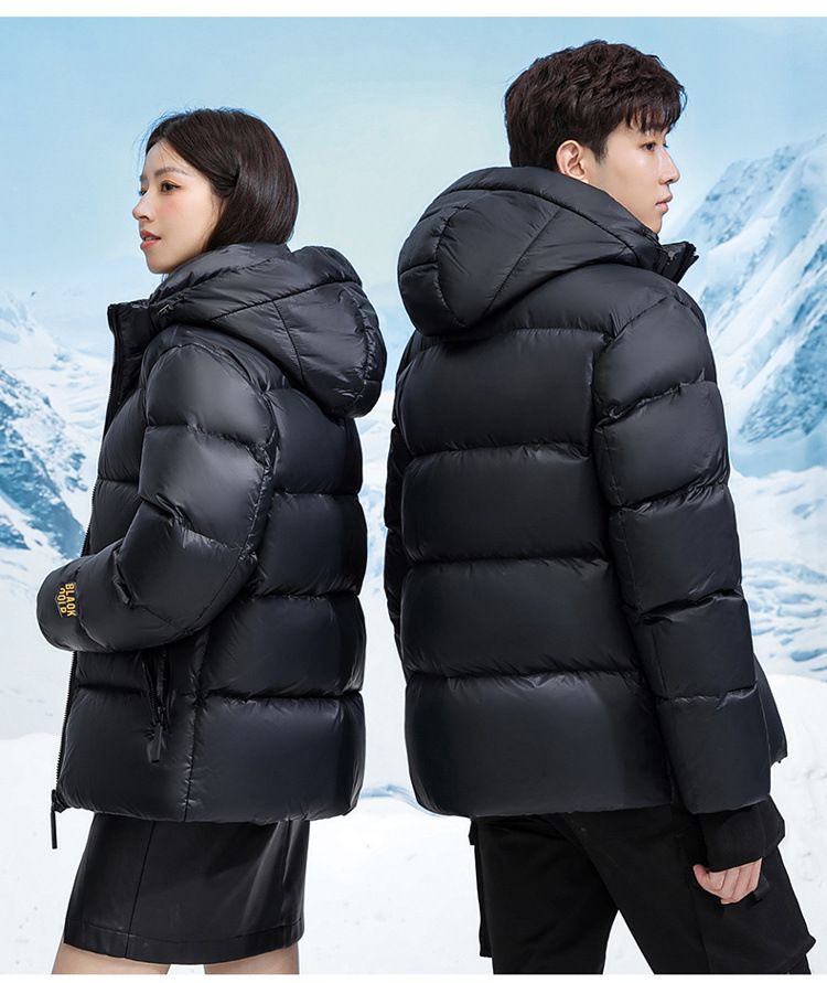 Black Gold Short Down Jacket For Men & Women - Winter Heated Coat With Windproof & Breathable Design, Lightweight & Warm_voghion.com