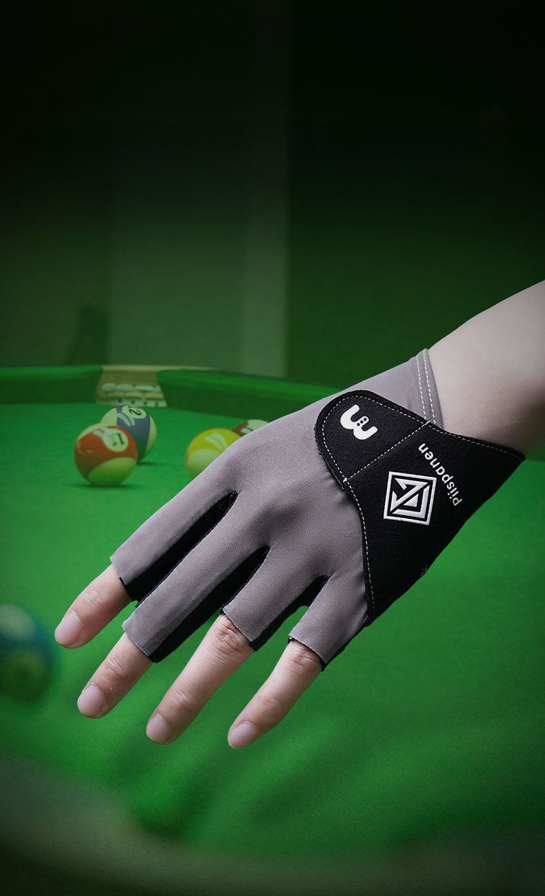 Luva de bilhar de meio dedo para mão esquerda, lisa, elástica, em seda gelada, respirável, antiderrapante, fina, com fecho de velcro._voghion.com