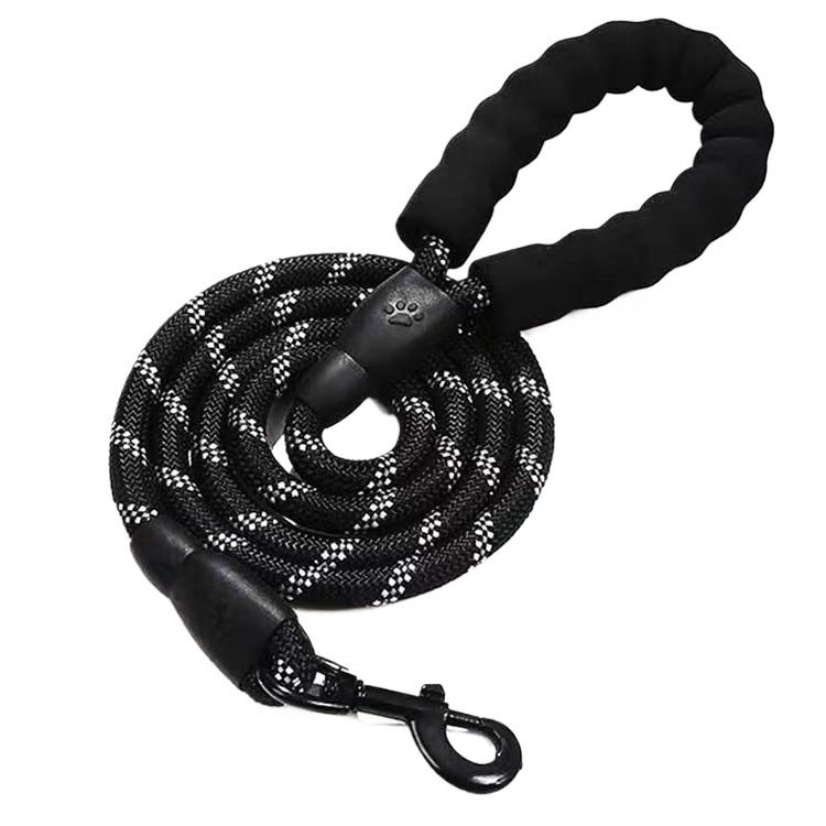 Guinzaglio riflettente notturno in seta con trazione, in schiuma, anti-strangolamento, in lega di alluminio, con fibbia di bloccaggio, catena per cani, corda in nylon_voghion.com