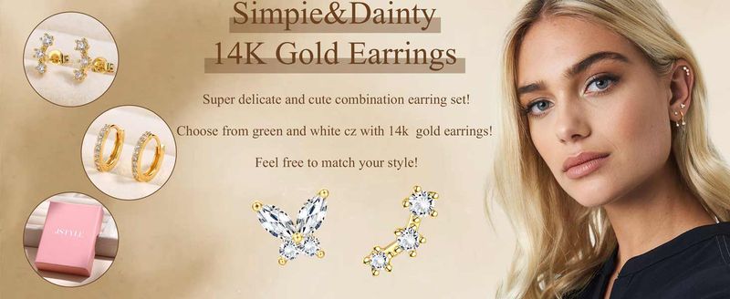 14K Gold Earring Stack Set Stainless Steel Stud Earrings Dainty Huggie Hoop Cartilage Earring Sets For Multiple Piercing_voghion.com