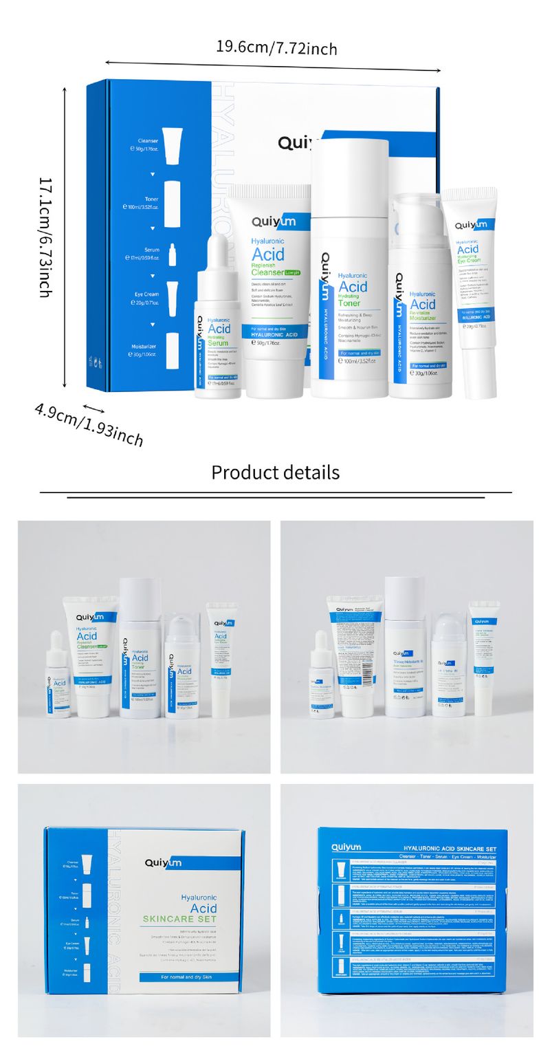 Set per la cura della pelle con acido ialuronico - Kit idratante e nutriente da 5 pezzi (approvato dalla FDA)_voghion.com