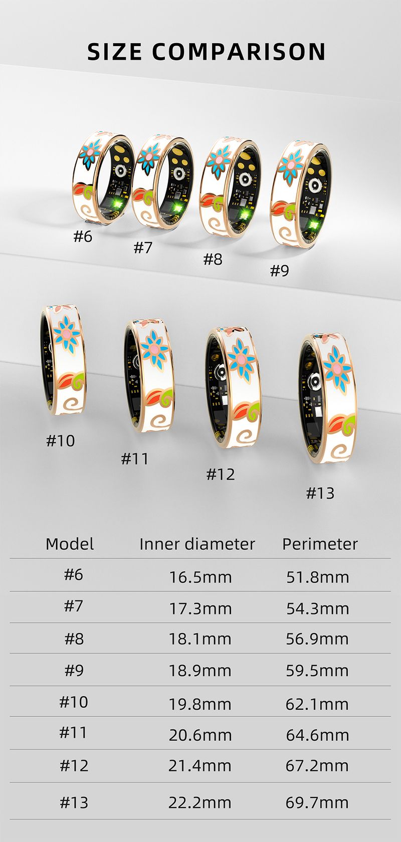 R18 Color Enamels Fashion Women Smart Ring Female Stainless Steel Intelligent Finger Ring Lady IP68 Waterproof Fitness Tracker_voghion.com