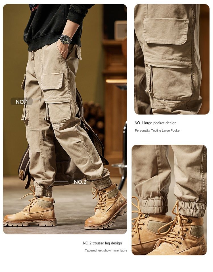 New personalized high street style tooling trousers casual trousers versatile simple fashion niche design leggings_voghion.com