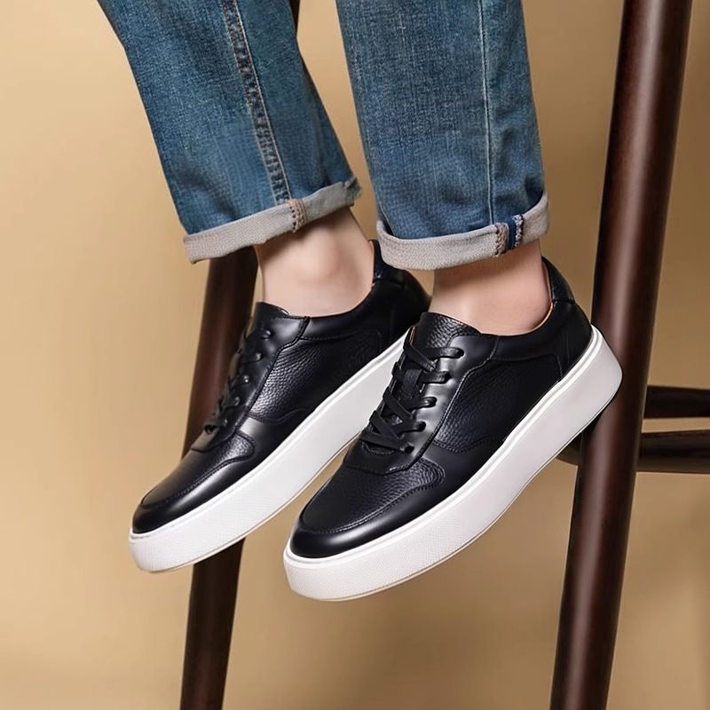 New Style 2025 New Breathable Leather Sneakers High-End Trendy Versatile Fashion Light Luxury Casual Men's Shoes_voghion.com