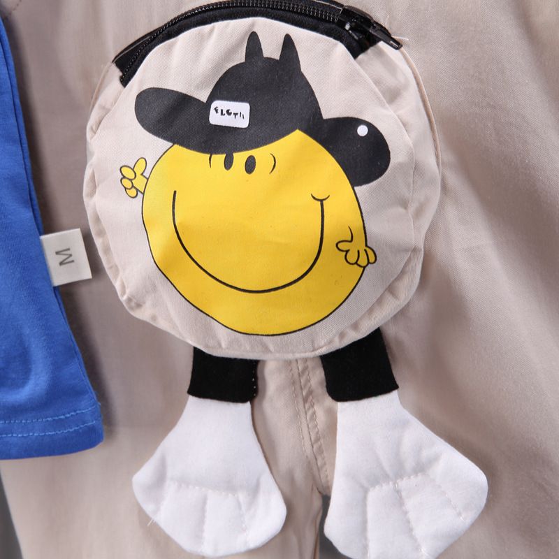 Conjunto de dos piezas de pantalones con banda trasera coreana para bebé de un año de edad, de manga corta y cara sonriente, para verano de 2024_voghion.com