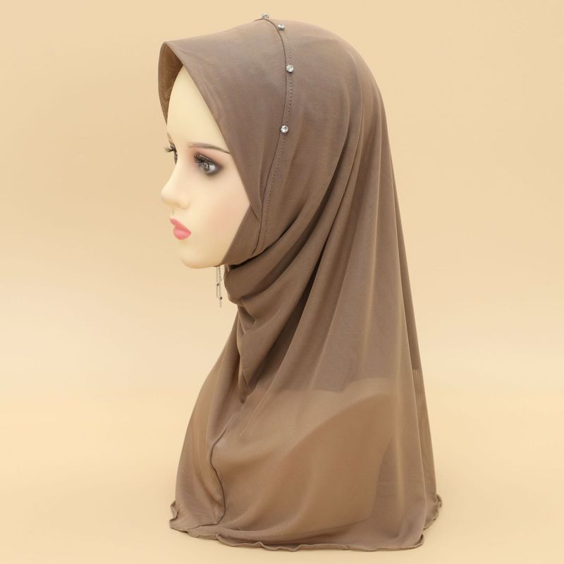 Dame hijab hotselgende ensfarget sløyfe dusk netting myk brem dame chiffon hodeskjerf skjerf_voghion.com
