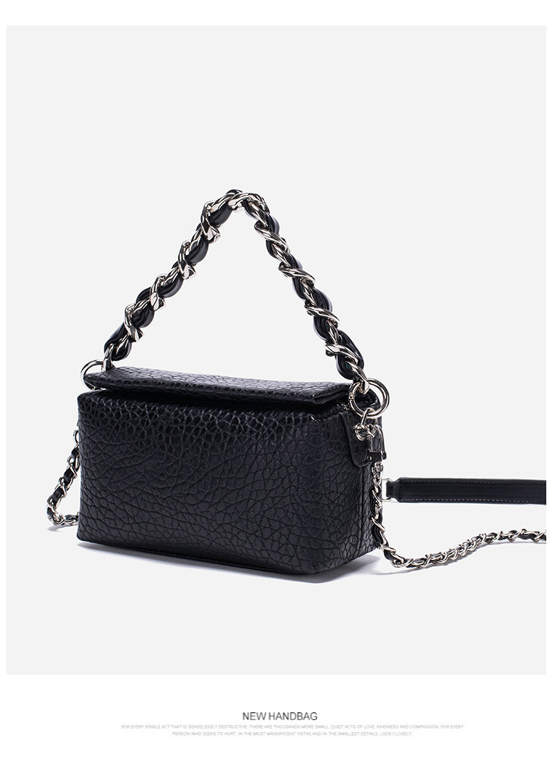 Borsa da donna Borsa a tracolla con catena in tessuto Borsa a scatola alla moda Borsa elegante con motivo litchi Borsa tuttofare_voghion.com