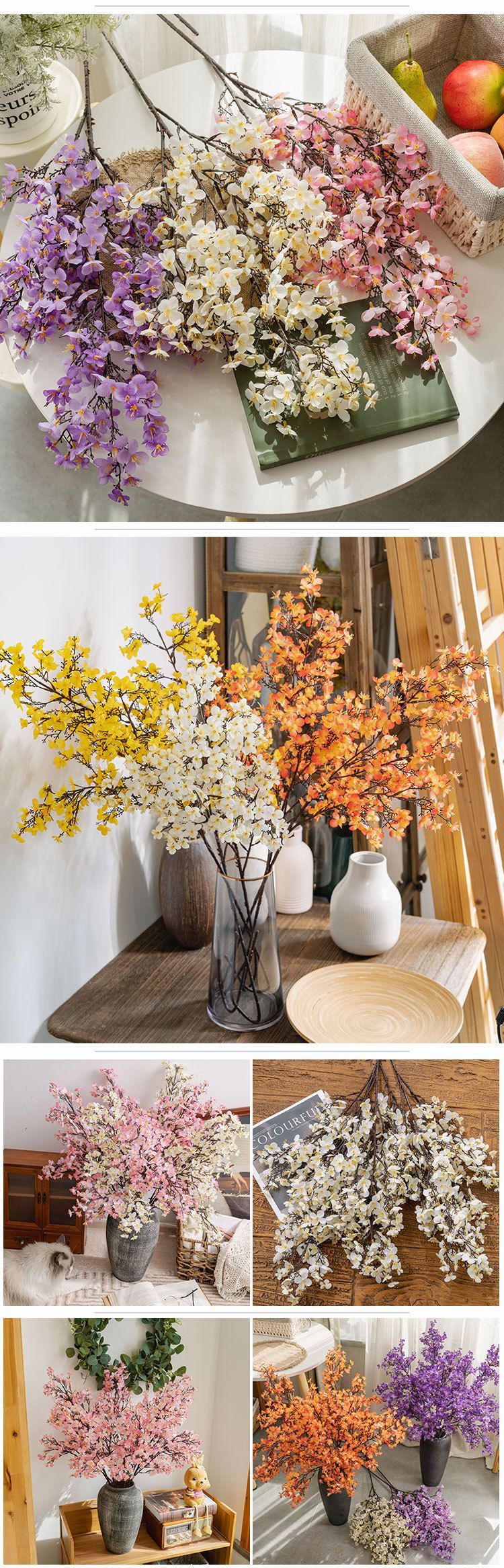 Suministros para fiestas Linterna de nieve Lane Montaña Flores de melocotón Flores artificiales Decoración del hogar_voghion.com