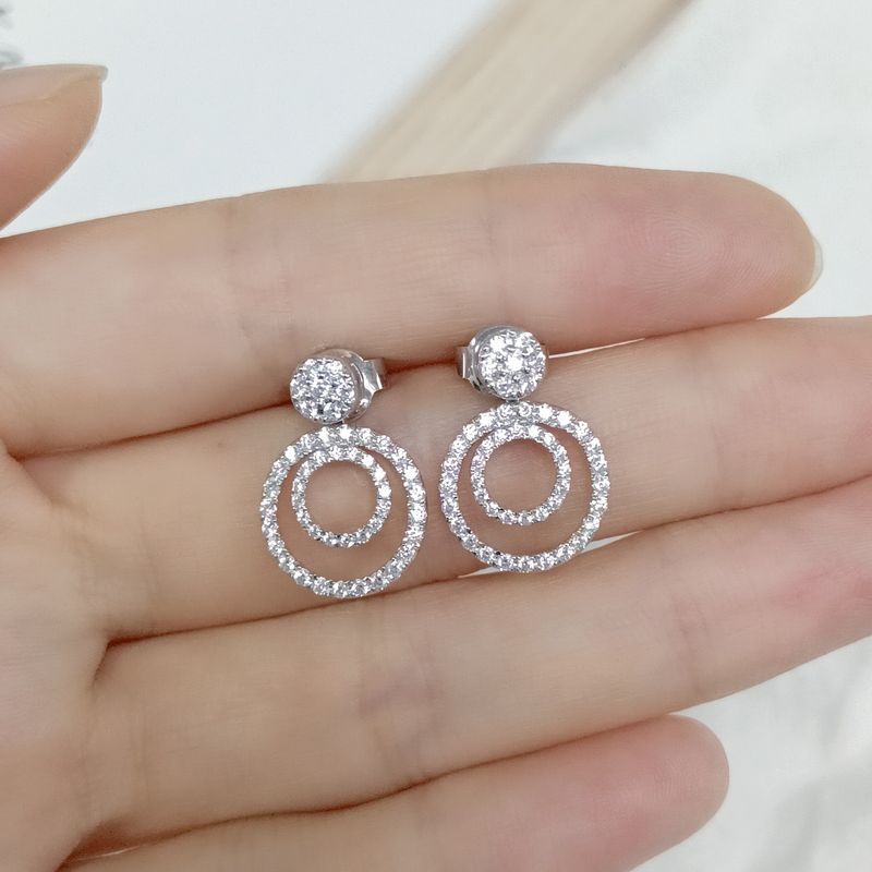 Pendientes de diamantes cultivados con incrustaciones de oro de alta calidad, apilables, de lujo, con doble aro y círculo, en oro de 9, 10 y 14 k._voghion.com