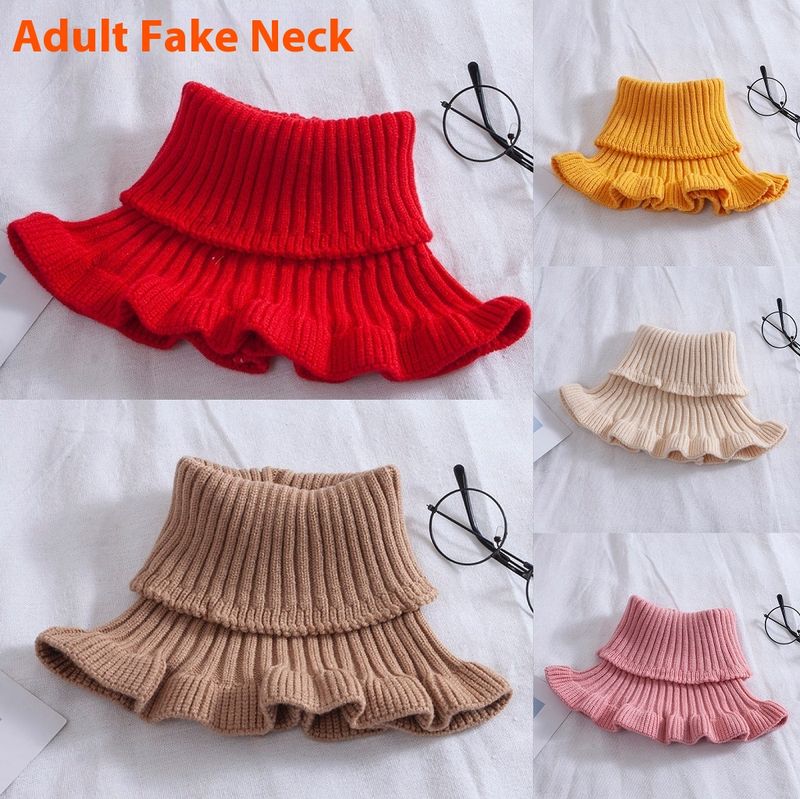 Sciarpa da donna versatile e spessa per autunno inverno, protezione cervicale calda, decorata con colletto, lavorata a maglia_voghion.com