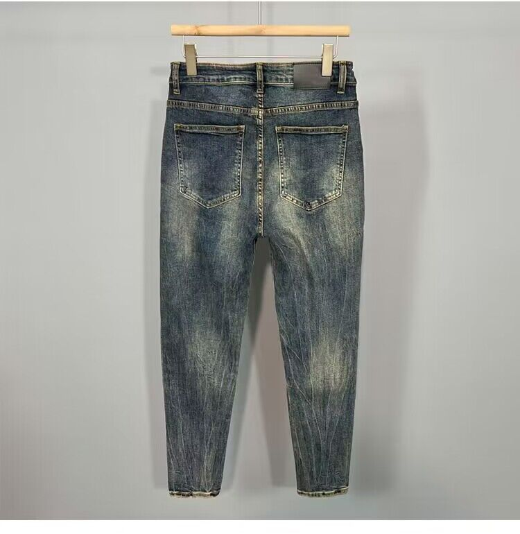 Jeans pour hommes, coupe Slim, confortable, élastique, lavé, à l'ancienne, polyvalent, décontracté, pantalons longs, nouvelle collection automne/hiver 2023_voghion.com