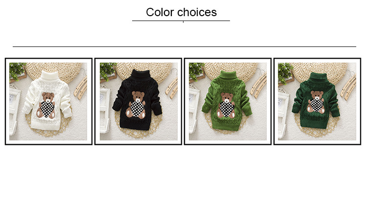 Pulover pentru copii de toamnă, nou, cu mânecă lungă de mărime mică și mijlocie, băieți și fete, cu desene animate, cu guler înalt_voghion.com