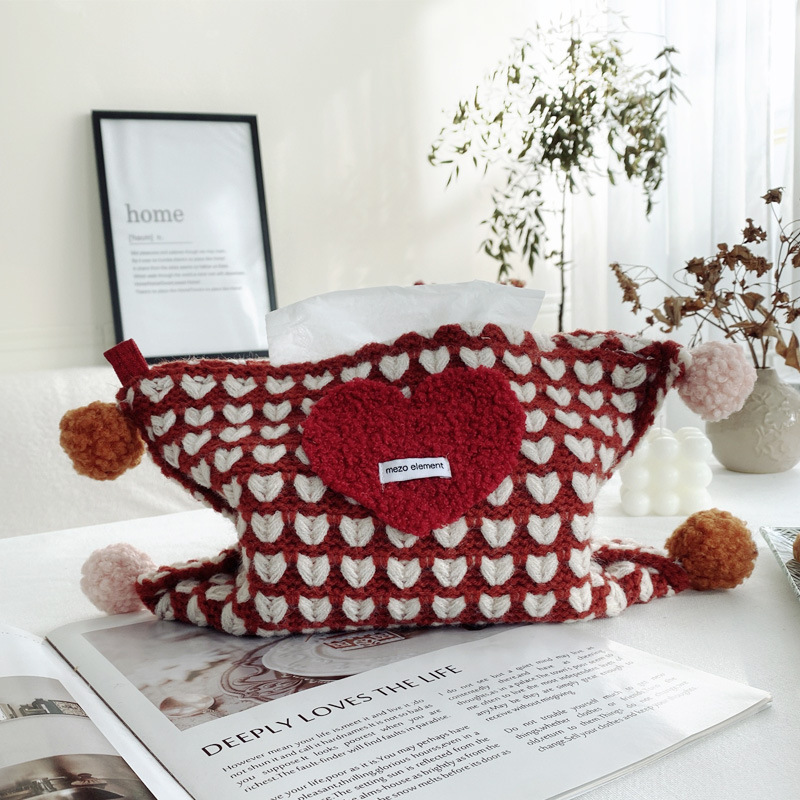 Originalt design med kærlighedsstrikket papirpose, soveværelse, stue, stort papirhåndklæde tegnet, papirhåndklæde pakket ind i en papirhåndklædeæske_voghion.com