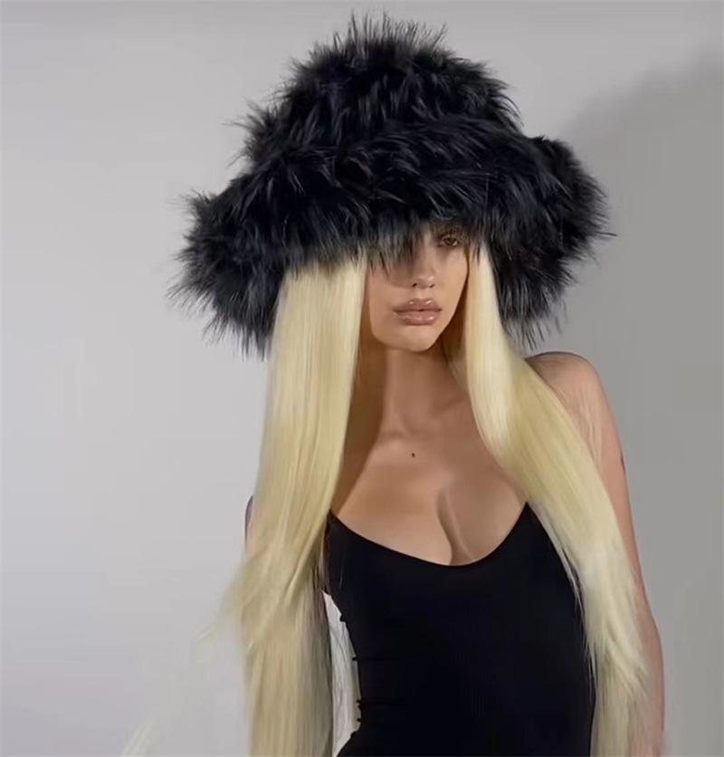 Spice ny hatt varm imitation päls fluffig tvättbjörnspäls tjock höst och vinter personlighet punk stil hatt_voghion.com