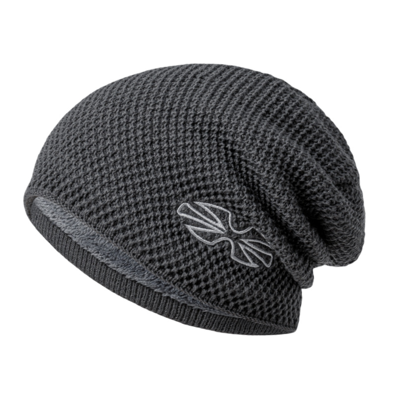 New warm knitted hat for men's winter outdoor plush woolen hat for women's big head circumference_voghion.com