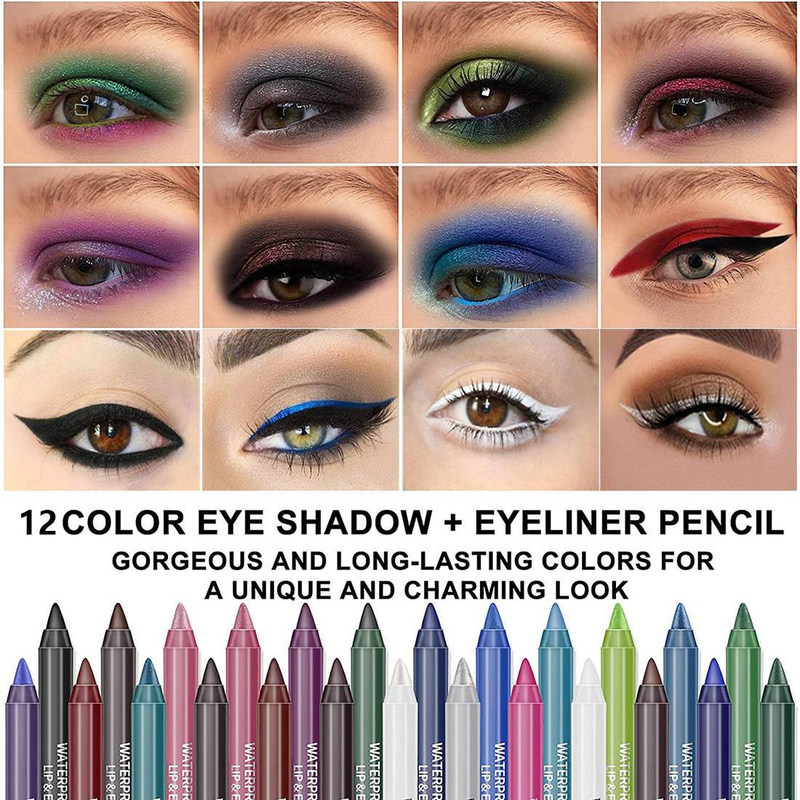 Matita eyeliner 14 colori Matita ombretto perlato impermeabile e anti-sbavatura_voghion.com