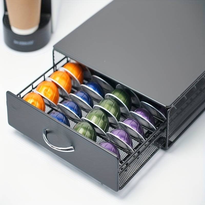 Stainless steel coffee capsule holder - Large capacity, rust-proof countertop organizer for kitchens, offices and coffee shops_voghion.com