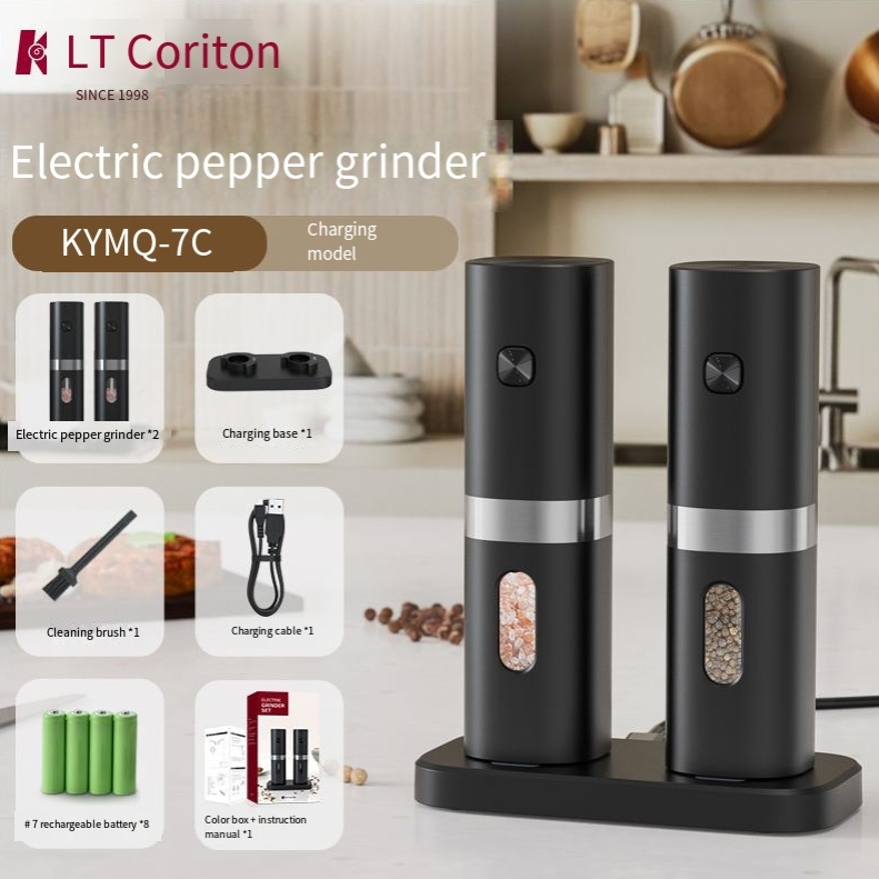 Elektryczny młynek do pieprzu Pieprz Czarny pieprz Młynek do soli Butelka Butelka na przyprawy Słoik_voghion.com