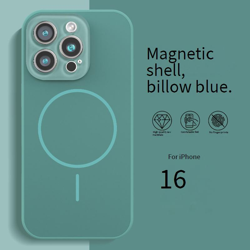 Telefonhüllen-Abdeckungen, anwendbar auf Mobiltelefonhülle Flüssigmagnetkristalllinsenring iPhone15 Feste Farbe Anti-Fall-Hartschale_voghion.com