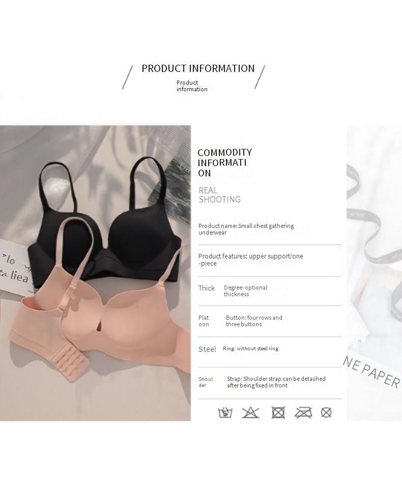Women's Intimates Small Chest Gathered Pure Desire Style Seamless Big Thick One Piece Breast Collection Bra Flat Chest Special Bra_voghion.com
