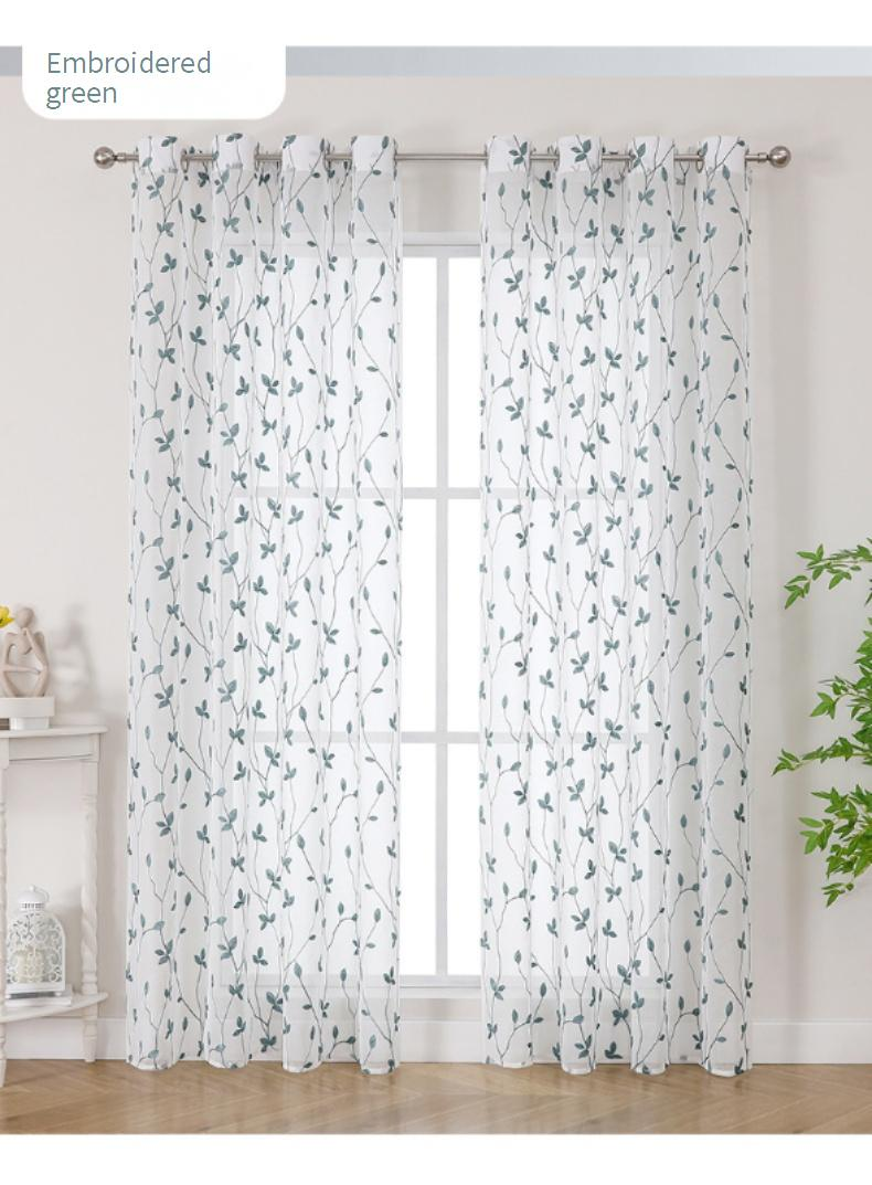 Floral Sheer Curtains - Semi-Sheer & Light Filtering (Embroidered Boho Style For Living Room & Bedroom, Ready-to-Hang Window Drapes)_voghion.com