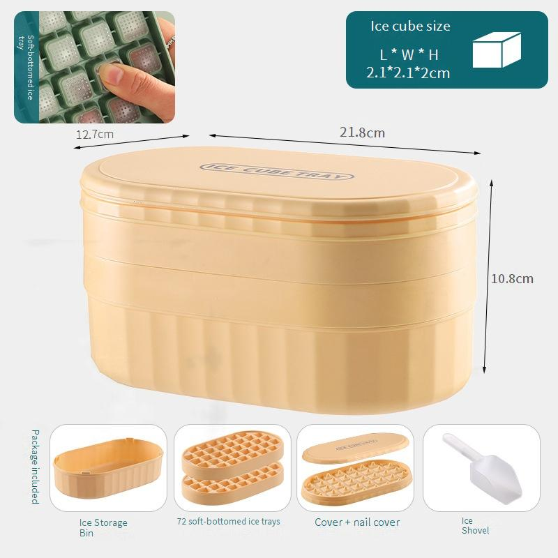 Ice Cube Mold Large Capacity Press Ice Tray Silicone Ice Box Household Ice Storage Box With Lid Frozen Ice Artifact_voghion.com
