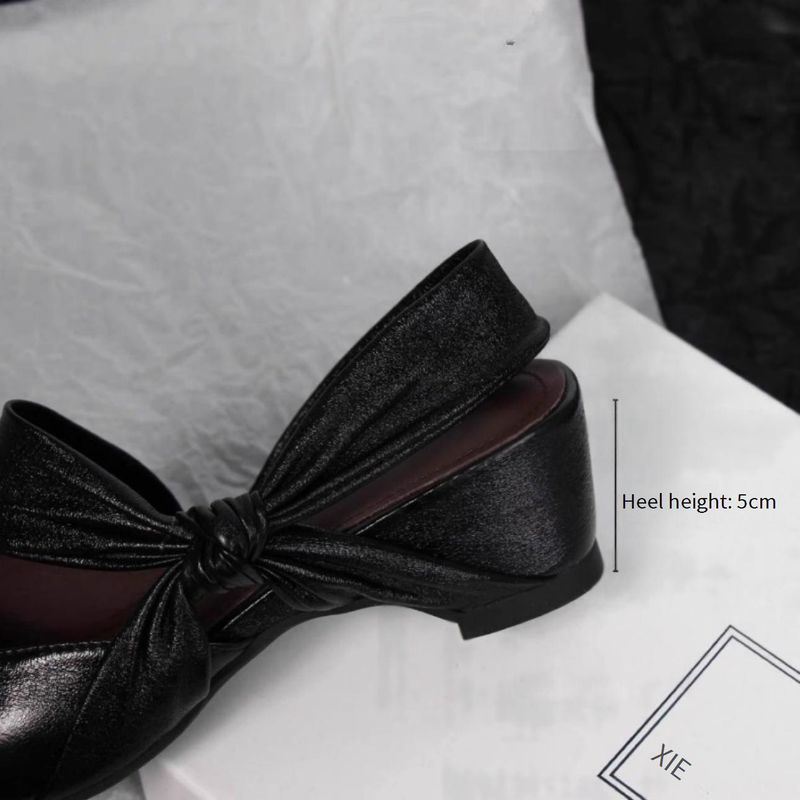 Damen-Sandalen aus echtem Leder mit quadratischer Zehenpartie und Riemen hinten, dicker Absatz, Retro-Oberbekleidung, Einzelschuhe_voghion.com