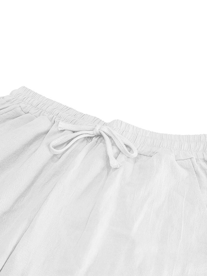 Pantaloni in lino premium da uomo – Pantaloni traspiranti dalla vestibilità comoda con coulisse in vita, leggeri ed eleganti per l'estate_voghion.com
