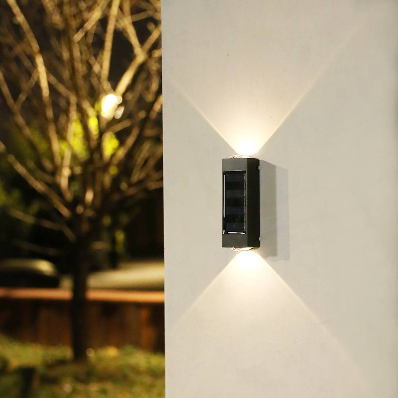 Solar-Wandleuchte für den Außenbereich, wasserdicht, LED-Garten-Atmosphärenlicht mit Up- und Down-Beleuchtung für Terrasse, Weg und Fassade_voghion.com