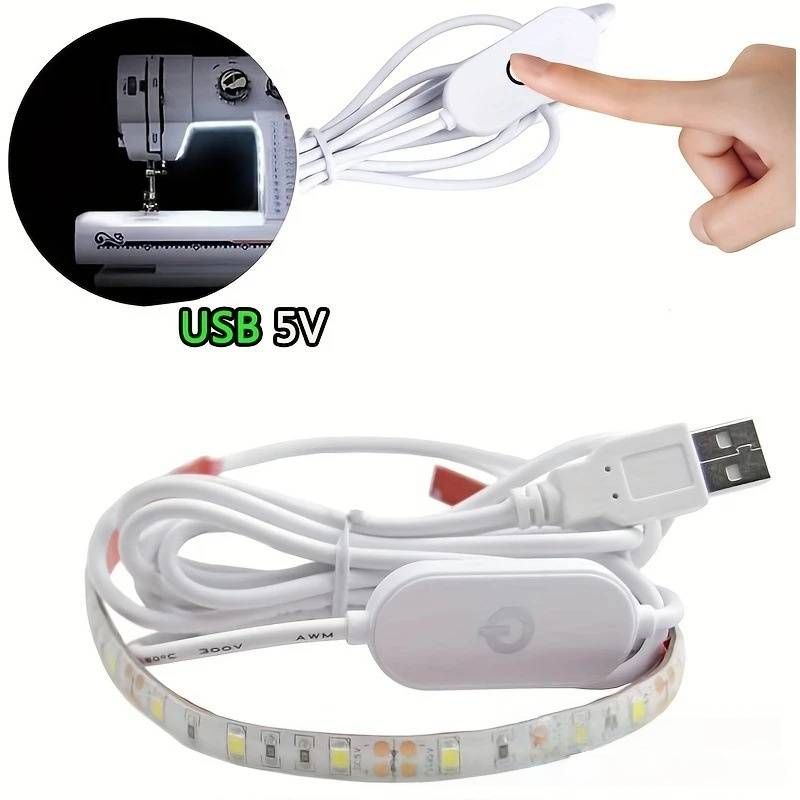 5V USB LED Sewing Machine Light Strip - 30cm 2835 Chip, 1200LM, Touch Control, White/Warm Light, CE Certified (Compatible With All Sewing Machines)_voghion.com