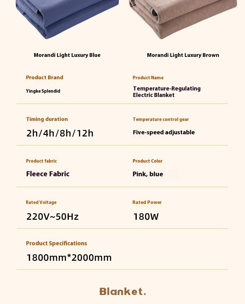 Smart Electric Blanket – Dual Control Heating Pad For Single/Double Bed, Auto-Adjusting Temperature, Waterproof & Anti-Mite (CE Certified, 220V AC)_voghion.com
