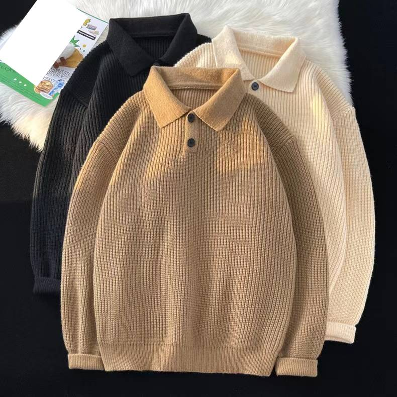Oversized Shawl Collar Sweater – Unisex Chunky Knit Pullover With Dropped Shoulder (M-3XL, Winter Cotton-Blend, Minimalist Streetwear Top)_voghion.com