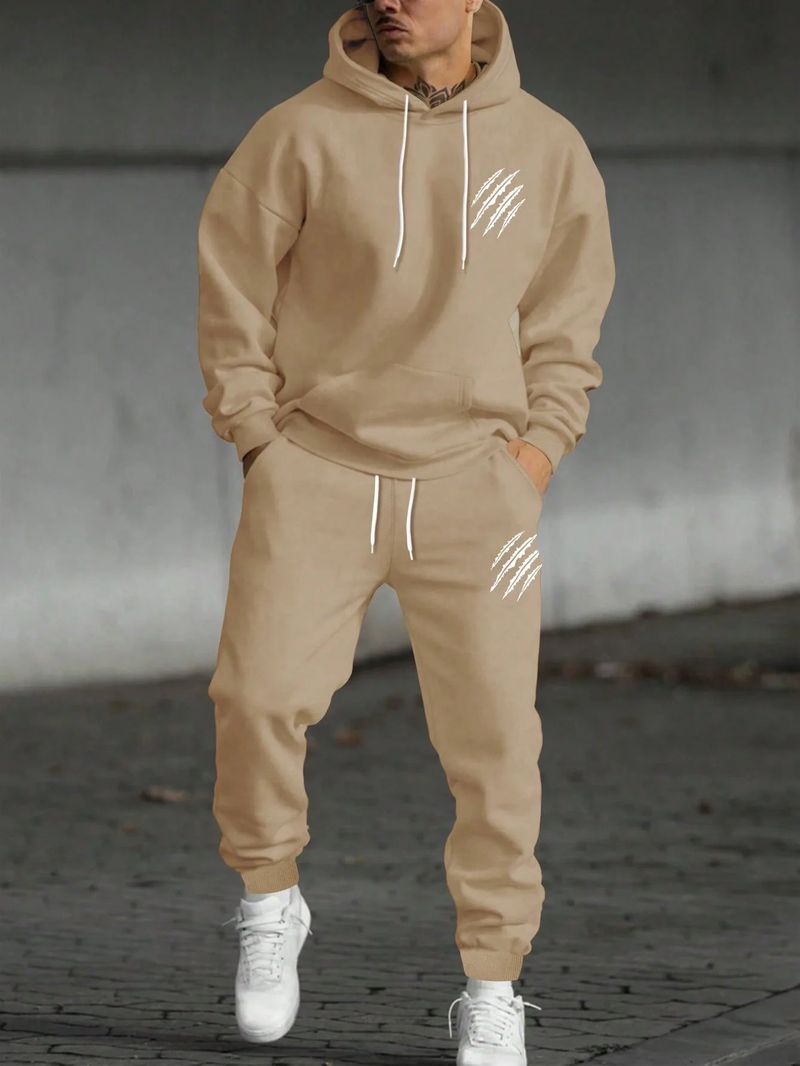 Roupas masculinas Moletom masculino outono e inverno + calças animal paw print terno esportivo moda feminina casual street hoodie spot_voghion.com