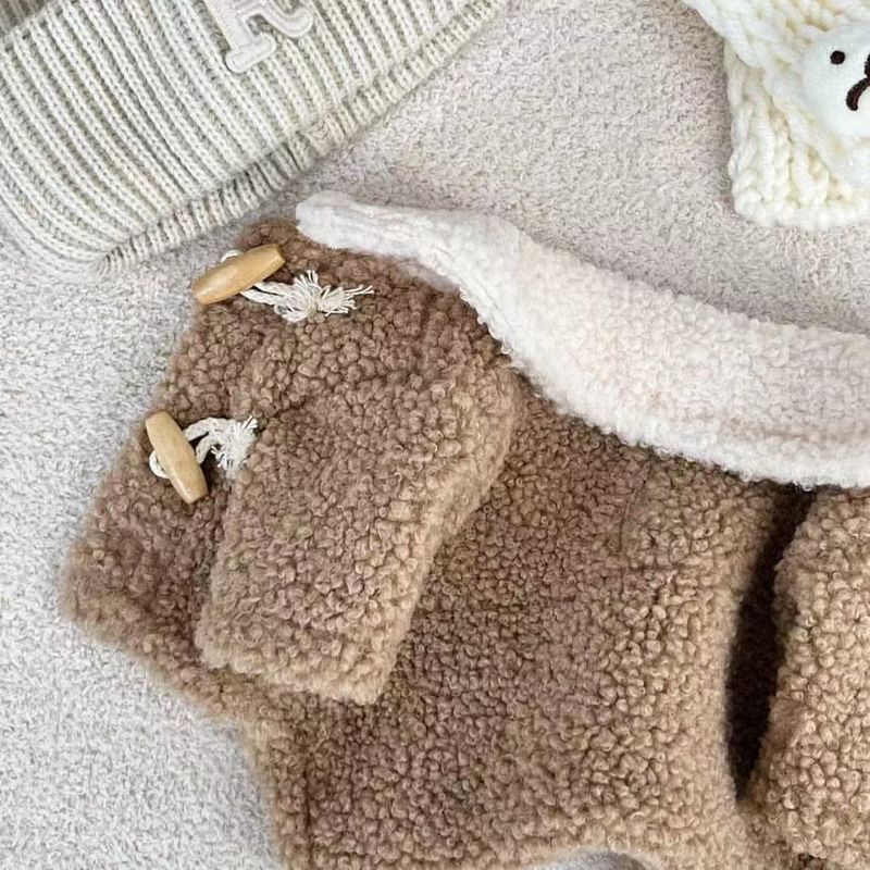 Koreaanse stijl herfst warme hondenkleding lamswol katoenen jas teddy keeshond kleine honden katten winteroutfit_voghion.com