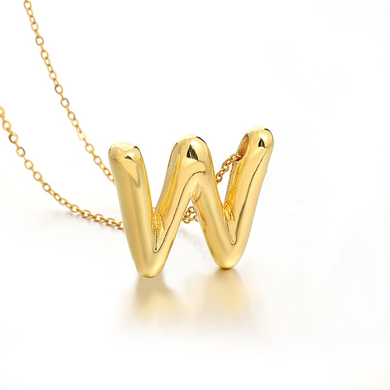 Balloon Iniial Pendan Necklaces for Women Gold Color Chain Bubble Cusom Puff Leer Necklace Personalized Jewelry_voghion.com