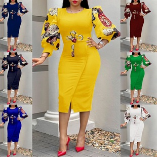 D298 Cross-border Women's Amazon Printed Top Pleated Large Skirt Skirt Set Large Size African Two-piece Set_voghion.com