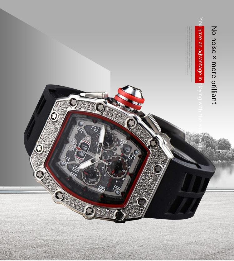 2023 New Hot Selling Diamond Set Business Six Pin Running Second Barrel Quartz Watch Men's Fashion Watch_voghion.com