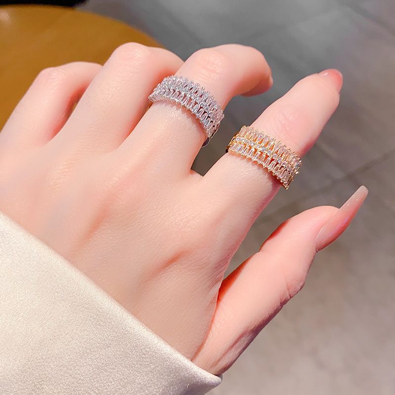 LISA YUNXI Geometric Open Ring – Micro-Pavé CZ T-Square Ring, Adjustable 18K Gold Plated Brass Statement Jewelry (VJ388)_voghion.com