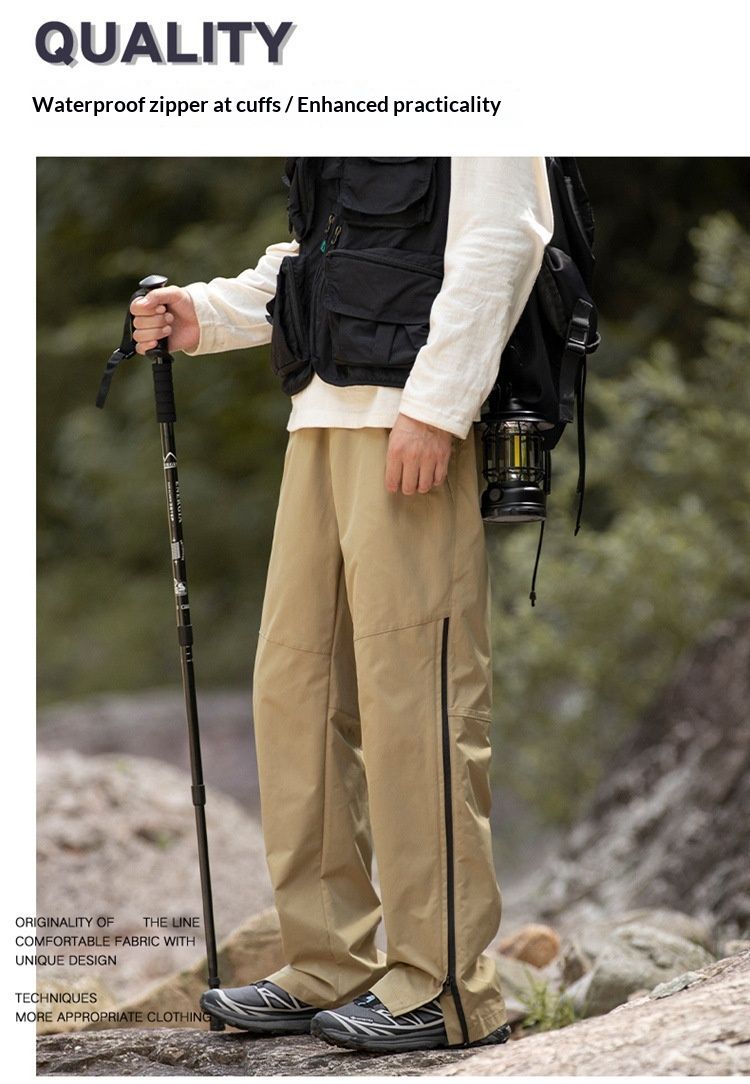 001 Spring And Autumn Outdoor Waterproof Hiking Men, Functional Zipper Straight-Leg Cargo Casual Pants For Men_voghion.com