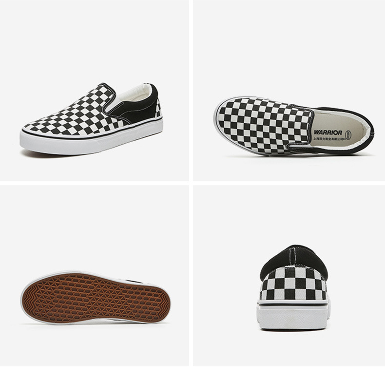 Tirare indietro le scarpe da uomo Scarpe di tela a scacchiera Primavera Scarpe slip-on alla moda scozzesi in bianco e nero Scarpe pigre Scarpe da guida_voghion.com