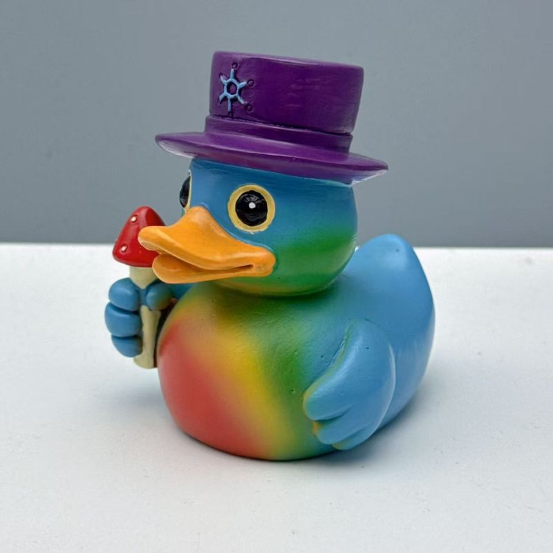 New Middle Finger Psychedelic Duck Creative Statue Ornament_voghion.com