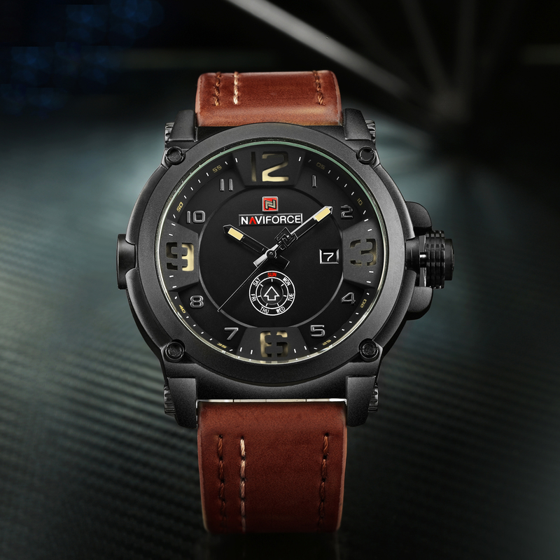 NAVIFORCE Leading 9099 Calendar Men's Waterproof Quartz Belt Watch_voghion.com